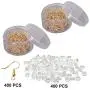 Earring Hooks with Earring Backs Set Surgical Stainless Steel Ear Hooks Soft Silicone Earring Backings For DIY Jewelry Making Hypoallergenic Bead Spring Fish Hook Earrings Accessories 400 Pack
