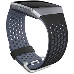 SKYLET Bands Compatible with Fitbit Ionic, Soft Silicone Breathable Replacement Wristband Compatible with Fitbit Ionic Smart Watch with Buckle [Black-Gray, Large]