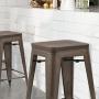 Devoko Metal Bar Stool 24 Indoor Outdoor Stackable Barstools Modern Industrial Vintage Gun Counter Wood Top Bar Stools Set of 4 (Gun)