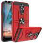 TJS Phone Case Compatible with LG Aristo 4,Aristo 4 Plus +,Escape Plus,K30 2019,Arena 2,X2 2019,Tribute Royal, [Full Coverage Tempered Glass Screen Protector] Metal Ring Magnetic Support (Red)