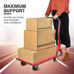 Push Cart Dolly by Wellmax, Moving Platform Hand Truck, Foldable for Easy Storage and 360 Degree Swivel Wheels with 660lb Weight Capacity, Red Color