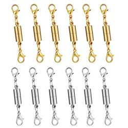 Dsmile Pack of 12pcs Gold Color and Silver Color Magnetic Lobster Clasp for Jewelry Necklace Bracelet