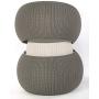 Keter Urban Knit Pouf Ottoman Set of 2 with Storage Table for Patio and Room Décor-Perfect for Balcony, Deck, and Outdoor Seating, Cream & Taupe