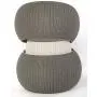 Keter Urban Knit Pouf Ottoman Set of 2 with Storage Table for Patio and Room Décor-Perfect for Balcony, Deck, and Outdoor Seating, Cream & Taupe