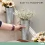 Galvanized Metal Vase 3 Pack - 9 Inch Tall Rustic Farmhouse Bucket Planter Pots for Decor