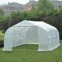 Outsunny 11.5 x 10 x 7 Outdoor Portable Walk-in Tunnel Greenhouse with Roll-up Windows & Zippered Entrance, White