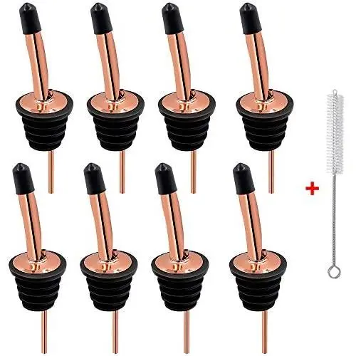Liquor Bottle Pourers - 8 Pack Stainless Steel Classic Bottle Pourers with clean bursh, Rustproof Metal Alcohol Pouring Tubes For Bars, Clubs, Restaurants & Home Use (Copper) Liquor Bottle Pourers - 8 Pack Stainless Steel Classic Bottle Pourers with clean bursh, Rustproof Metal Alcohol Pouring Tubes For Bars, Clubs, Restaurants & Home Use (Copper)