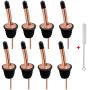 Liquor Bottle Pourers - 8 Pack Stainless Steel Classic Bottle Pourers with clean bursh, Rustproof Metal Alcohol Pouring Tubes For Bars, Clubs, Restaurants & Home Use (Copper)