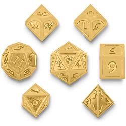 TitanShield Solid Gold Polyhedral Dungeons and Dragons D&D Metal 7-Dice Set