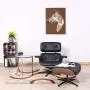 Mid Century Lounge Chair and Ottoman, Expanded Size Classic Modern Chair, Top Grain Leather Palisander Wood, Heavy Duty Base Support for Living Room, Study, Lounge, Office