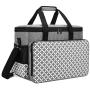 Yarwo Sewing Machine Carrying Case with Bottom Wooden Board, Universal Sewing Machine Tote Compatible with Most Standard Sewing Machine and Accessories, Gray with Grid