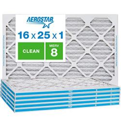 Aerostar Clean House 16x25x1 MERV 8 Pleated Air Filter, Made in the USA, 6-Pack,White