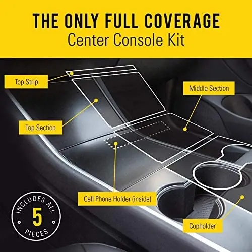 EV Armor Tesla Model 3 / Model Y Center Console Wrap Kit w/Extra Cupholder Piece - Satin Black EV Armor Tesla Model 3 / Model Y Center Console Wrap Kit w/Extra Cupholder Piece - Satin Black