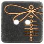 Bezelry 12 Pieces Square Engraving Dragonfly Pattern Holes Buttons. 15mmx15mm. (Black Copper)