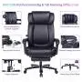 REFICCER Big and Tall Reclining Leather Office Chair, Metal Base High Back Executive Computer Desk Chair with Adjustable Lumbar Support, Angle Recline Locking System and Footrest, Black