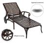 HOMEFUN Chaise Outdoor Aluminum Wheels Lounges Chair Adjustable Reclining Patio Furniture Set, Pack of 2 (Antique Bronze), 2PC