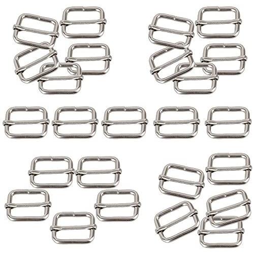 Hysagtek 50 Pcs 1 Inch Metal Adjustable Slide Buckle Strap Triglides Slides for Making Handbag, Backpack, Luggage Bag