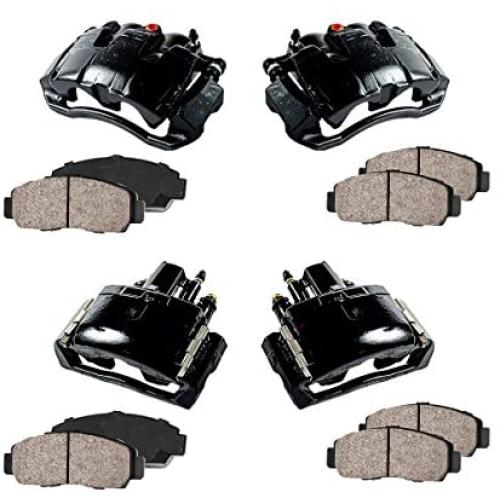 Callahan CCK01391 FRONT + REAR [4] Performance Grade Loaded Powder Coated Black Calipers + Ceramic Brake Pads Kit