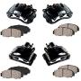 Callahan CCK01391 FRONT + REAR [4] Performance Grade Loaded Powder Coated Black Calipers + Ceramic Brake Pads Kit