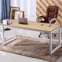 NSdirect 63'' Computer Desk,Large Home Office Desk Wide Workstation 1 inch Thicker Tabletop for Writing,Games and Home Work PC Desk Modern Finish Wood Board and Sturdy Steel Legs,Oak+White