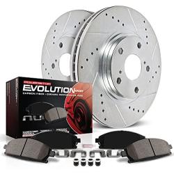 Power Stop K2915 Front Z23 Carbon Fiber Brake Pads with Drilled & Slotted Brake Rotors Kit