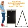 Sandwich Board Sidewalk Chalkboard Sign: Reinforced, Heavy-Duty / 10 Chalk Markers / 40 PC. Stencil Set/Chalk/Eraser/Double Sided/Large 40x23 Chalk Board Standing Sign A-Frame (Whitewash Grey)