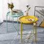 danpinera End Table, Side Table Metal Waterproof Small Coffee Table Sofa Side Table with Round Removable Tray for Living Room Bedroom Balcony and Office (Mint Blue)