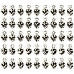 Mystart 100 Pieces Mini Pine Cone Charms Pendants Jewelry Making Findings DIY Accessories (Antique Silver)