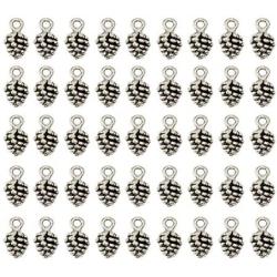 Mystart 100 Pieces Mini Pine Cone Charms Pendants Jewelry Making Findings DIY Accessories (Antique Silver)