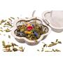 Reusable Tea Infuser Ball for Loose Leaf Tea, Unique Flower Shape, Fine Mesh Stainless Steel Single Serve Strainer and Steeper with Charming Drip Tray, Cute Tea Gift Set, Perfect for all Occasions