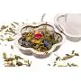 Reusable Tea Infuser Ball for Loose Leaf Tea, Unique Flower Shape, Fine Mesh Stainless Steel Single Serve Strainer and Steeper with Charming Drip Tray, Cute Tea Gift Set, Perfect for all Occasions