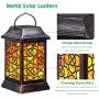 TomCare Solar Lights Metal Solar Lantern Flickering Flame Outdoor Hanging Lanterns Lighting Heavy Duty Waterproof Solar Powered LED Flame Umbrella Lights for Garden Patio Pathway Deck Yard, 2 Pack