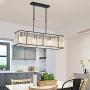 BAYCHEER Modern K9 Clear Crystal Rectangle Island Dining Room Chandelier Lighting Ceiling Light Fixture Pendant Hanging Lamp for Dining Room Bedroom Livingroom 3 Lights Black Finish