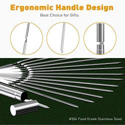 Metal Skewers for Grilling, 304 Stainless Steel Kabob BBQ Flat Sticks 13 Inch Extra Long for Rotating Grill (22 PCs with Tube Storage)