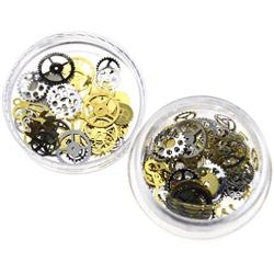 Steampunk Gear Wheel Parts Nail Art Glitter Gold