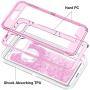 Anuck Case for iPhone 6S Plus Case, for iPhone 6 Plus Case (5.5 inch), 3 in 1 Hybrid Heavy Duty Defender Case Sparkly Floating Liquid Glitter Protective Hard Shell Shockproof TPU Cover - Pink