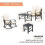 LOKATSE HOME 5Pcs Patio Furniture Conversation Bistro Sets Loveseat and 2 Coffee Table, Khaki
