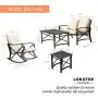 LOKATSE HOME 5Pcs Patio Furniture Conversation Bistro Sets Loveseat and 2 Coffee Table, Khaki