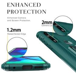 Newseego Compatible with Motorola Moto E 2020 Case with Tempered Glass Screen Protector 【1 Pack】 Metal Ring Holder Kickstand Work with Magnetic Car Mount Shockproof Protective Soft Cover-Dark Green