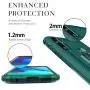 Newseego Compatible with Motorola Moto E 2020 Case with Tempered Glass Screen Protector 【1 Pack】 Metal Ring Holder Kickstand Work with Magnetic Car Mount Shockproof Protective Soft Cover-Dark Green