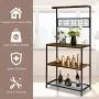 ROVSUN Multiuse 4-Tier Metal Kitchen Bakers Rack , Microwave Storage Rack Oven Stand with Mesh Panel, Storage Organizer Workstation Industrial Style (33.3'' x 15.8'' x 66.93'') ROVSUN Multiuse 4-Tier Metal Kitchen Bakers Rack , Microwave Storage Rack Oven Stand with Mesh Panel, Storage Organizer Workstation Industrial Style (33.3'' x 15.8'' x 66.93'')
