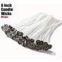 EricX Light 8 inch Candle Wick with Candle Wick Stickers and Candle Wick Centering Device,60 pcs for Candle Making