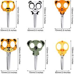 6 Pieces Kids Craft Scissors Animal Design Scissors Multipurpose Office Scissors for Sewing, Crafting, DIY Projects, Cutting Paper