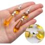 20 Pieces Chandelier Icicle Crystal U-Drop Prisms Lamp Parts Glass Pendants Beads for Wedding, Party or Holiday Decoration, 37mm, Yellow