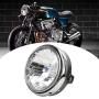 Motorcycle Headlight, Metal + Glass Motorcycle Retro Headlamp Front Headlight Fit for Honda CB400/Hornet 250/VTEC (Clear Lens)