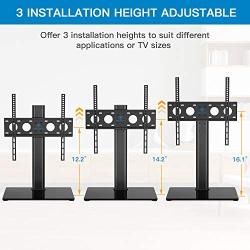 Universal TV Stand - Table Top TV Stand for 32-47 Inch LCD LED TVs - Height Adjustable TV Base Stand with Tempered Glass Base & Wire Management & Security Wire, Holds Up to 88lbs, VESA 400x400mm