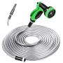 SPECILITE Heavy Duty 304 Stainless Steel Garden Hose 75ft, Outdoor Metal Water Hoses with Nozzle & 10 Pattern Spray Nozzle for Never Kink & Tangle, Puncture Resistant, Flexible, Portable
