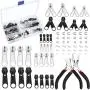 Aneco 171 Pieces Zipper Repair Kit Zipper Replacement Accessories Zipper Install Pliers Tool with Container Storage, Silver and Black Aneco 171 Pieces Zipper Repair Kit Zipper Replacement Accessories Zipper Install Pliers Tool with Container Storage, Silver and Black