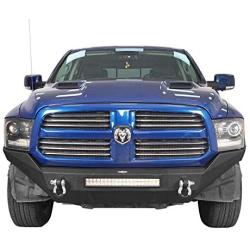 Hooke Road Dodge Ram Bumper Full Width Front Bumper w/120W LED Light Bar & D-Rings for 2013-2018 Ram 1500 (Exclude Rebel)