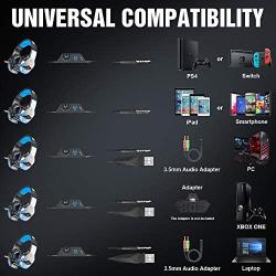BENGOO V-4 Gaming Headset for Xbox One, PS4, PC, Controller, Noise Cancelling Over Ear Headphones with Mic, LED Light Bass Surround Soft Memory Earmuffs for PS2 Mac Nintendo 64 PS5 Games